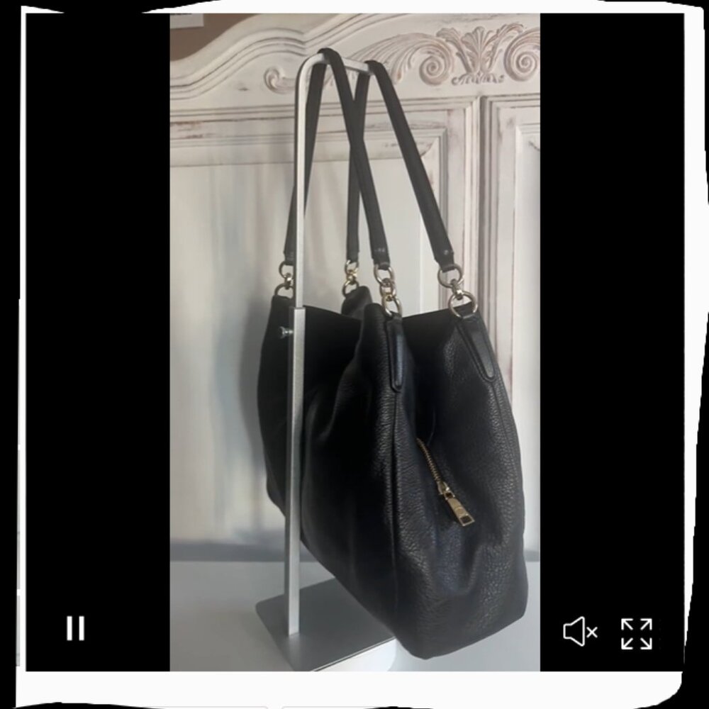 Coach Madison Phoebe Shoulder Bag Black Pebble Leather black Lined 3 Sections - Picture 8 of 8